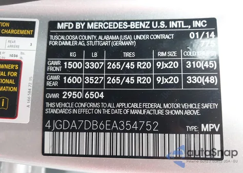 2014 Mercedes-Benz Ml 550 4Matic from USA, damaged, VIN 4JGDA7DB6EA354752